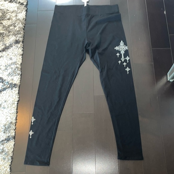 Liberty wear Crosses made of rhinestone Leggings size Extra Large black - Picture 1 of 7